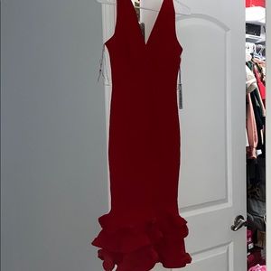 Red tight ruffle dress